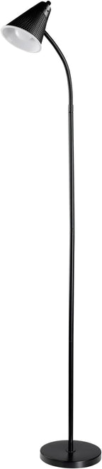 Globe Electric x Novogratz 12708 59" 1-Light LED Integrated Floor Lamp, Matte Black, Plastic Mesh Shade, E26 Bulb Included, Adjustable Spotlight, Modern Standing Light for Bedroom or Office