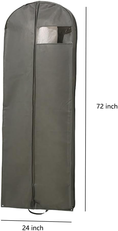 72" Wedding Dress Garment Bags Foldable Dress Bag for Long Gowns Traveling Protector Cover for Hanging Clothes with Zipper (Grey)
