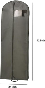 72" Wedding Dress Garment Bags Foldable Dress Bag for Long Gowns Traveling Protector Cover for Hanging Clothes with Zipper (Grey)