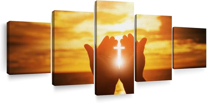 Elephant Stock Religion Wall Art Multi Piece Canvas - 5 Panel Christian Pictures Decor - Digital Design Canvas Print - Christian Wall Decor - 42" X 19"