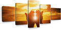 Elephant Stock Religion Wall Art Multi Piece Canvas - 5 Panel Christian Pictures Decor - Digital Design Canvas Print - Christian Wall Decor - 55" X 24"