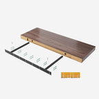Floating Shelf, Set of 1 Wall Shelf, 30 in W x 12.75 in D x 2 in H Wooden Floating Wall Shelf with Invisible Brackets for Living Room/Bedroom/Bathroom/Kitchen Storage and Decor, Walnut