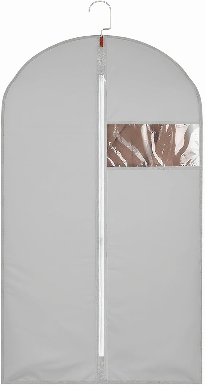 39-Inch Garment Bags Covers,Hanging Clothes Bag, Suit Cover Bags with Clear Window for Hanging Closet Clothes Storage and Travel (Gray-39Inch)