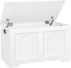 DINZI LVJ Storage Chest, 31.5”Wooden Toy Box with 2 Safety Hinges, Entryway Storage Bench with Flip-Top, Sturdy Storage Trunk for Living Room, Bedroom, Easy Assembly, White