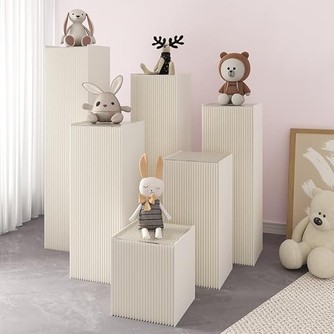 2Pcs Square Display Stand - Foldable Paper Pedestal with Square Acrylic Plate for Shoes & Handbags, Retail Store, Boutique, Home & Wedding Decor, Party Events