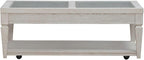 Liberty Furniture Caruso Heights Cocktail Table with Glass Top, Wheeled - Whitestone Oak Wood