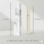 SURI Concrete Mezuzah for Door - Self-Stick Modern Mezuza Case with Non Kosher Scroll & Gift Box | Marble White, 4 inch & 5 inch Mezuzahs with Scroll for Door | Judaica Gift