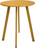 Outdoor Side Table - Weather Resistant Patio Small Round Metal Steel Side Table, Waterproof End Table for Garden, Balcony, Yard - Yellow