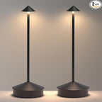 EJQ 2 Pack LED Cordless Table Lamp, Portable 6000mAh Rechargeable, Touch Control Outdoor Table Lamp, 3 Color Dimmable Cordless Table Lamps for Restaurant, Patio, Bedroom, Outdoor - Black