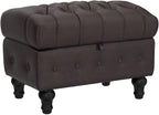 Artechworks Coffee Table Ottoman with Storage,Button Tufted PU Leather Upholstery Footstool Bed Ottoman for Living Room, Home Office, Space-Saving Storage Toy Box Stool, Brown