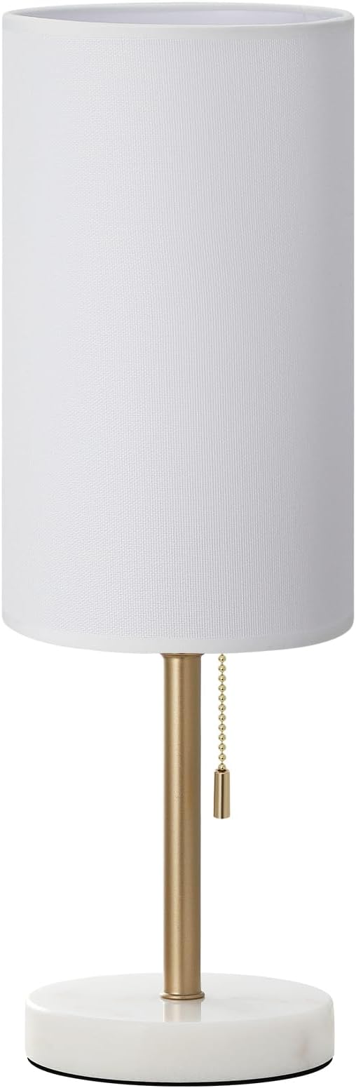 Dicoool Tall Bedside Table lamp for Bedroom - Luxury Marble Base & 3 Color Temperatures Bedside Lamps with USB Ports, Pull Chain Gold Table Lamps, White Nightstand Lamps for Living Room/Guest Room