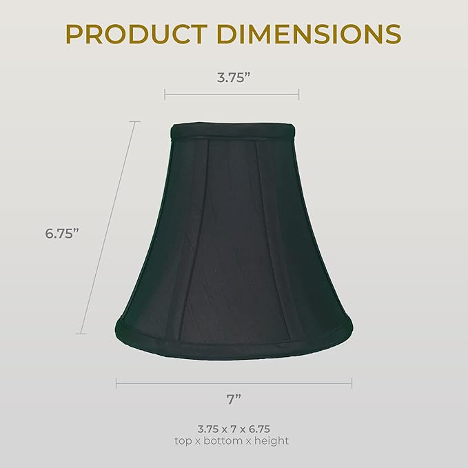 Royal Designs, Inc. BSO-704RC-7BLK/GL-2 True Bell Basic Lamp Shade with Round Clip, 3.75 x 7 x 6.75, Black with Gold, 2-Pack