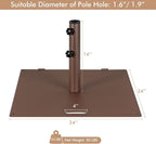 HAPPYGRILL 50 LBS Patio Umbrella Base, 24” Outdoor Square Market Umbrella Base Umbrella Holder with 1.6”/1.9” Adapters, 2 Tightening Knobs, 2 Built-in Wheels, Carry Handle