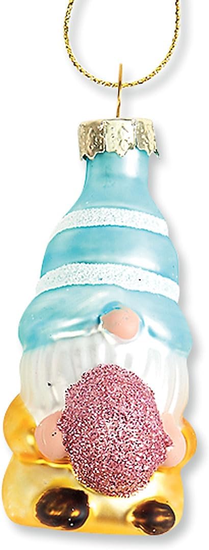 Lillian Vernon Gnome Blown Glass Easter Ornaments - Handcrafted Hanging Tree Decorations, Easter Gnome Holiday & Party Decor, Mini, Assorted, 12-Piece Set