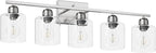 Modern Brushed Nickel 5 Light Bathroom Vanity Light, 31 inch Bathroom Lights Fixtures, Vanity Lights for Mirror Kitchen Living Room Hallway Cabinet Porch