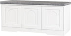 DINZI LVJ Shoe Bench, Entryway Storage Bench with Doors, Cushion, 2-Tier Shoe Rack with 6-Cubby, 39.4”L x 13.8”W Shoe Organizer Cabinet, Adjustable Shelf, Living Room, Bedroom, White