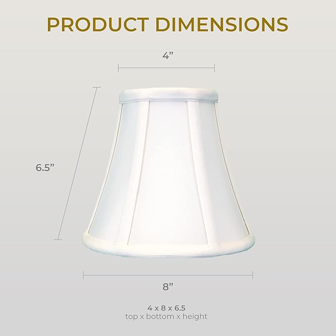 Royal Designs, Inc. BSO-704UT-8WH-2 True Bell Basic Lamp Shade with UNO Fitter, 4 x 8 x 6.5, White, 2-Pack
