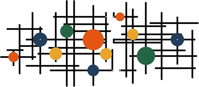 ruelen Set of 2 Minimalist Geometric Wall Decor - Modern Metal Wall Art for Living Room, Bedroom & Office – Abstract 3D Design in Bright Colorful Style