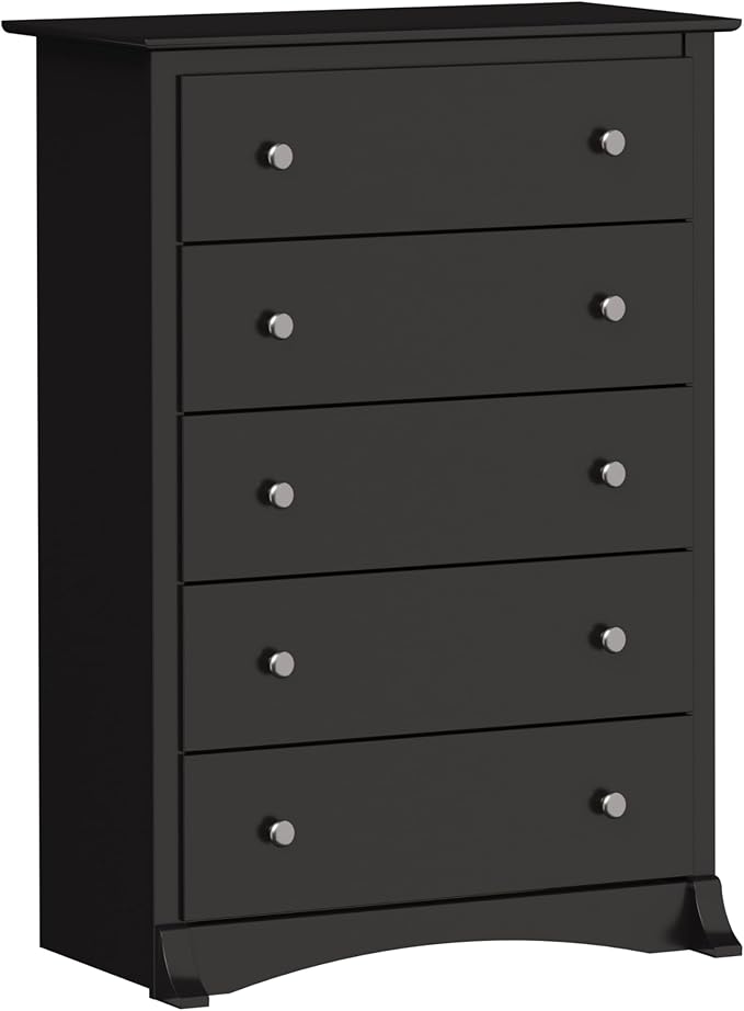Prepac Sonoma Superior 5-Drawer Dresser for Bedroom - Spacious and Stylish Chest of Drawers, Measuring 17.75"D x 31.5"W x 44.75"H, In Black Finish