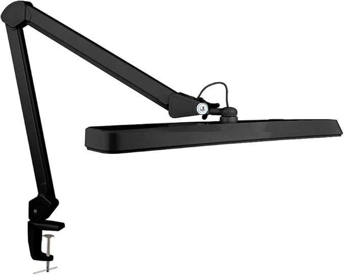 Neatfi Task Lamp – 2,500 Lumens, 30W, 22-Inch Wide Shade, 4 Brightness Levels, Eye-Caring Light, Clamp Mount, LED Task Light for Manicure Table, Crafts, Workbench, Office (Non-CCT, Black)