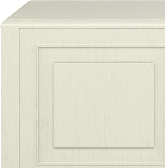 SIMPLIHOME Connaught Storage Bench - 51 inch Wide Solid Wood Trunk Bench in Antique White, Traditional Bench for Entryway with Lift-Up Lid and 3 Hidden Compartments