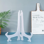 Artliving 12 Inch Plastic Display Stand, White Easel Display Photo Holder Stand, Displays Picture Frames, Cookbooks, Tablets and Art