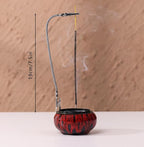 Incense Burner with Calabash Incense Stick Holder - Porcelain Charcoal Censer for Use with Resin Granular Powder Cone or Coil Incense (Kiln-Colored Red)