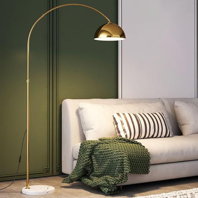 CraftThink Floor Lamp, Contemporary Metal Corner Lamp with Geometric Shade, E26 One-Light Tall Lamp Standing Lamp for Bedroom Reading Living Room, Bulb not Included (Gold)
