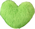 MorroMorn Fluffy Heart Throw Pillows, Shaggy Decorative Pillow for Sofa Couch Bed, Cute Room Decor Decorations for Women Girls Kids (Lime)