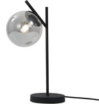 Black Table Lamp Vintage Metal Desk Lamp Modern Smoke Gray Glass Globe Nightstand Lamp Nordic Bedside Lamp for Living Room Bedroom Office