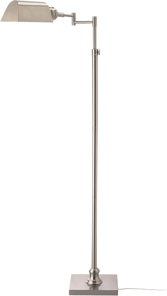 O’Bright Arcadia - Pharmacy Floor Lamp, Full Range Dimming, Swing Arm Task Lamp, E26 Socket, Bulb Replaceable, Adjustable Height 47” to 55”, 360° Rotatable Shade, All-Metal Design, Brushed Nickel