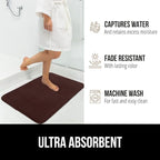 GORILLA GRIP Memory Foam Bath Mat, Soft Absorbent Velvet Bathroom Mats, Durable Dots on Underside, Machine Washable Bathmat, Carpet Rug Room Decor for Shower Tub Floor RV, 36x24 Rugs, Brown