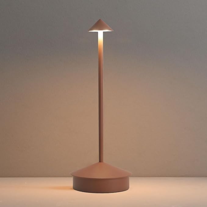 Cordless Table Lamp Desk lamps, 6000mAh Rechargeable Table Lamps, Portable LED Touch Lamp, Outdoor Battery Operated Dimmable Cordless Rechargeable Table Lamps for Restaurant/Patio (1 Pcs Brown)