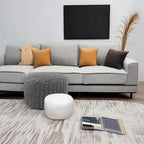 Stuffed Pouf Ottoman with Modern High-Density Foam Faux Fur Poufs Pouf Stool Round Foot Stool Cushion Storage Ottoman 20 * 12''Floor Poufs Ottoman Foot Rest for Living Room (Dark Grey)