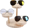 Wood Sunglass Display Racks Shelf Eyeglasses Show Stand Jewelry Holder for 3 Pairs Glasses Showcase