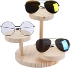 Wood Sunglass Display Racks Shelf Eyeglasses Show Stand Jewelry Holder for 3 Pairs Glasses Showcase