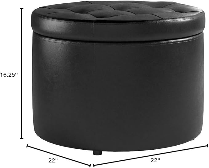 Convenience Concepts Designs4Comfort Round Shoe Ottoman, Black