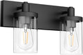 Aipsun Black Bathroom Light Fixtures Vintage Vanity Light for Bathroom Industrial Wall Sconce with Clear Glass Shade(Exclude Bulb)