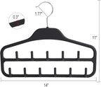Belt Hanger Rack Holder 2 Pack, Sturdy Organizer with 360 Degree Swivel, 11 Large Hooks for Closet, Non Slip Rubberized Storage, Black, 14 x 0.39 x 11 Inch