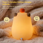 Capybara Alarm Clock with Night Light for Kids, Cute Toddler Alarm Clocks for Bedrooms Ok to Wake Clocks for Girls and Boys, Rechargeable Silicone Animal Tabletop Lamp for Kid