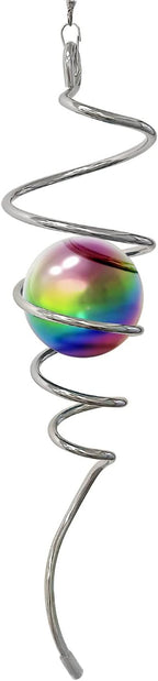 Multi Color Wind Spinner Tail Gazing Ball Spiral Decorative Sun Catcher Visual Illusion Wind Spinner Stabilizer Indoor Outdoor Garden Decoration Wind Sculptures-13in Height