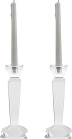 Kitcom Crystal Candle Stick Holders for Home Decor 2-Pack, Clear Crystal Taper Candles Holder Table Centerpieces for Party and Wedding Decoration(9inch Tall)