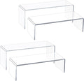 Acrylic Display Riser Stand,5mm Thickness, 12'' Length Tierd Display Stands, Acrylic Shelf Risers for Perfume Display,Risers for Buffet Table,Cupcake Stand,Pop Figurines,Tumbler,Food,4Pcs