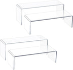 Acrylic Display Riser Stand,5mm Thickness, 12'' Length Tierd Display Stands, Acrylic Shelf Risers for Perfume Display,Risers for Buffet Table,Cupcake Stand,Pop Figurines,Tumbler,Food,4Pcs