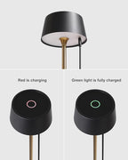 DAWALIGHT Cordless Lamp 4000mAh Rechargeable tbale lamp LED Desk Lamp Tempered Glass Stepless Dimming Black and Gold Battery Operated Portable Cordless 2700K Gold Base