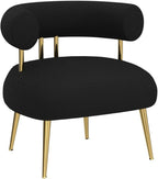 Mid Century Sherpa Boucle Accent Chair, Round Upholstered Barrel Arm Chair for Small Spaces, Fluffy Side Corner Sofa Chair for Living Room, Bedroom, Vanity, Office, Reading Nook(Black)