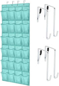 GORILLA GRIP Over the Door Shoe Organizer, 24 Large Breathable Mesh Pockets, Space Saving Hanging Storage Holder, Closet Rack Hanger Holds Up to 40 lbs, Hangs on Closets, Shoes, Accessories, Turquoise