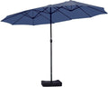 15ft Large Patio Umbrellas with Base Included, Outdoor Double-Sided Rectangle Market Umbrella with Stand, Outside Umbrellas for Poolside Lawn Backyard