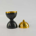 Natural Marble Incense Burner with Brass Accents 6.29 x 3.54 inches Multi-Purpose Holder for Cones/Sticks/Sage, Home Decor & Relaxation (Black)