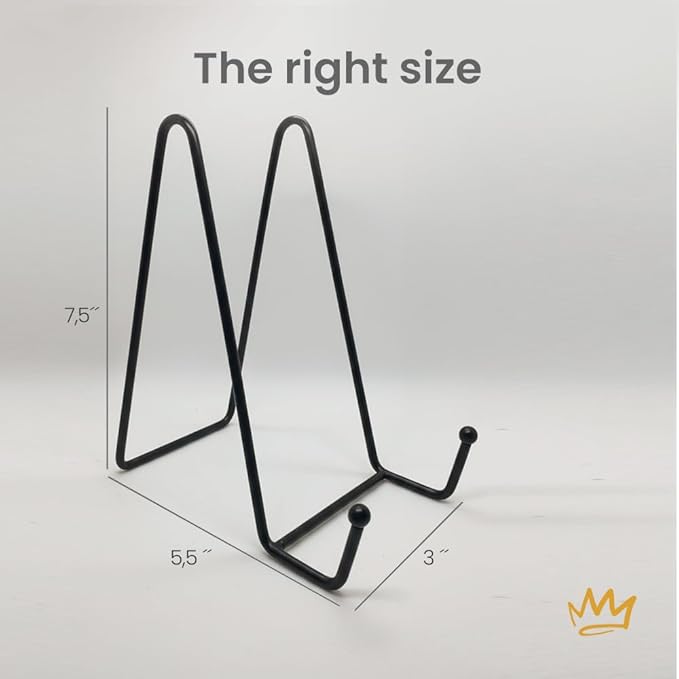 KINGDOM SOLUTIONS 8" 2-Pack Metal Stands Black – Book Stand – Sturdy Plate Holder for Art, Pictures, Books, Frames, and Decorative Displays